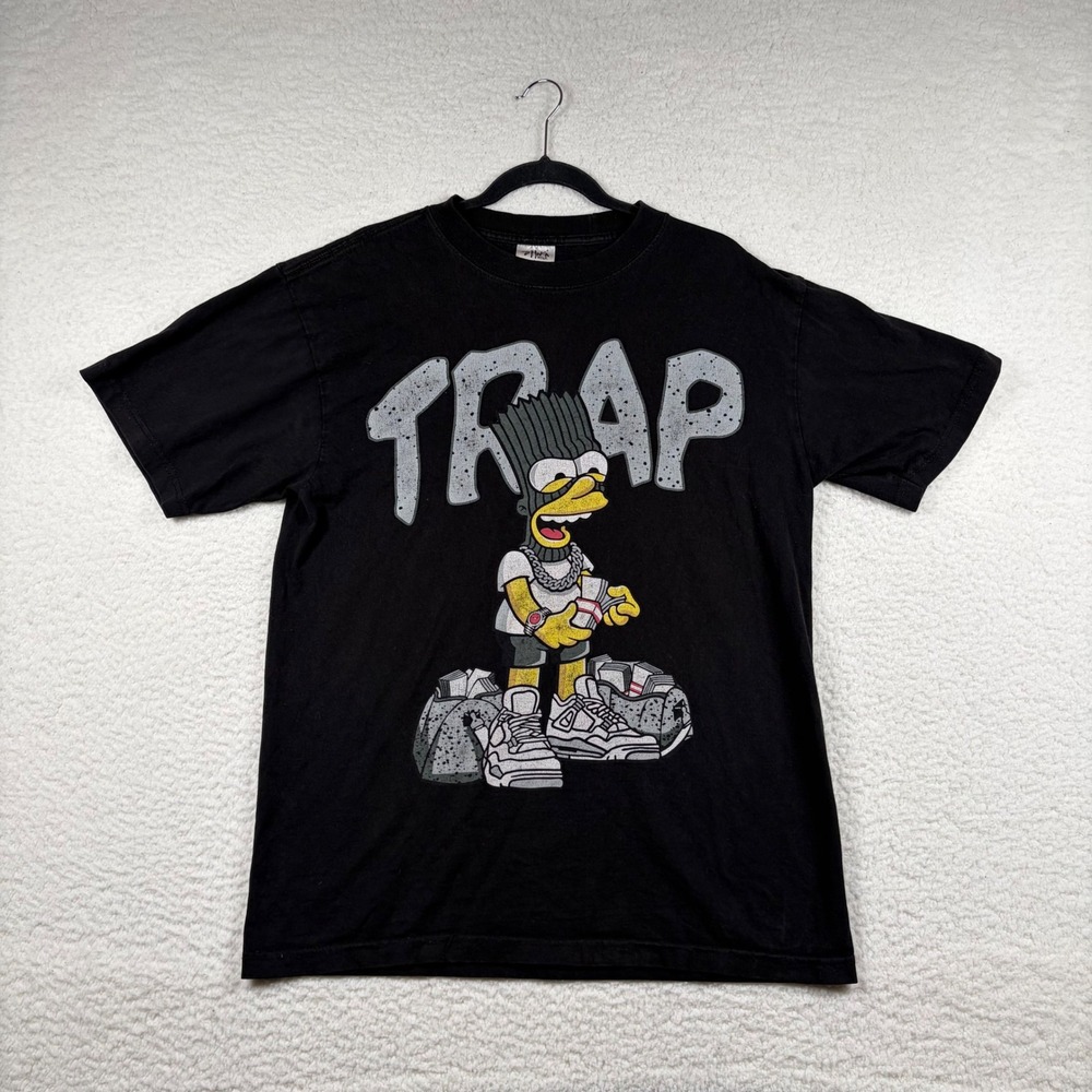 Shaka Wear Trap Bart Simpson Graphic Tee Mens Heavyweight Shirt L Black Street